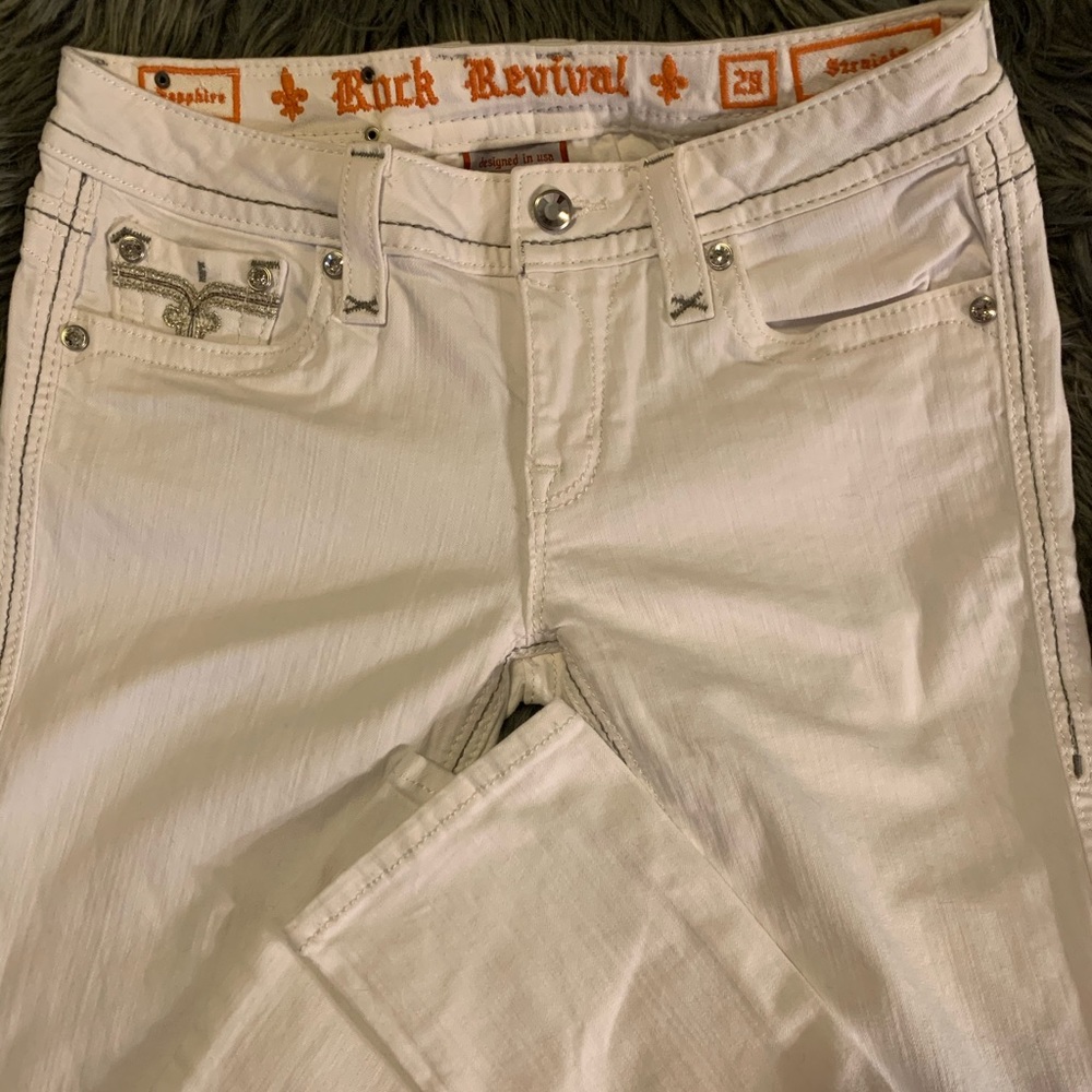 Rock Revival Sapphire straight leg white jeans, 28